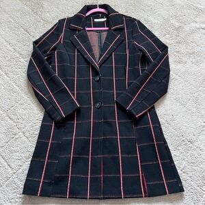 Avec Les Filles Sigrid‎ Longline Grid Pattern Blazer Jacket Women's Size XS